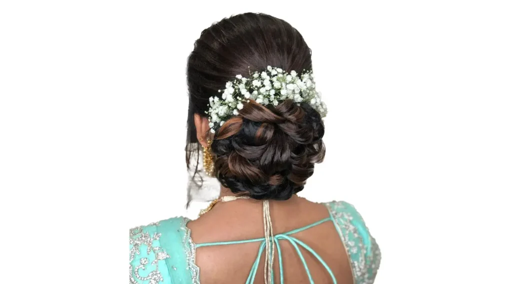 Curly Bun with Flowers