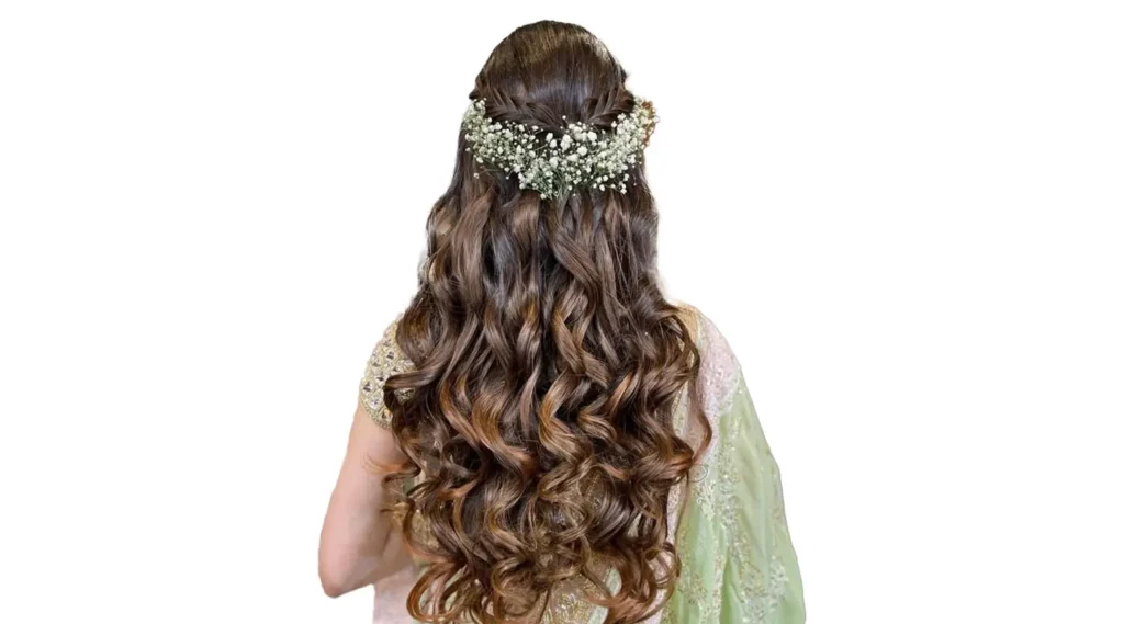 Loose Curly Hair with Jewels Tikka